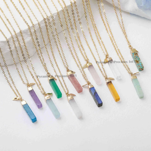 Joyería personalizada curación cristal aguamarina barra hoja encanto colgante piedra natal joyería 18 pulgadas collar al por mayor - Product Image 5