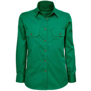 Camisa de trabajo de tela de punto de manga larga para oficina para mujer, botones frontales, opciones personalizadas, estampado de logotipo, uniformes sólidos para el personal - Product Image 6