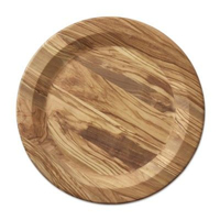 Assiette de service ronde en bois d'olivier naturel, faite à la main, sculptée à la main, pour la décoration de la maison et des mariages.