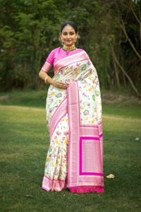 Soie douce Banrasi Katan avec beau motif de tissage floral Saree Femme Exportateur et fournisseur de mode de l'Inde - Product Image 6
