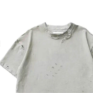 Camiseta desgastada de gran tamaño recortada para hombre lavada Vintage logotipo personalizado peso pesado 100% ropa de calle de algodón para hombre - Product Image 3