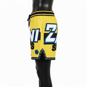 Shorts de Baño de Nailon Premium de 180 g/m², Color Naranja, con Pedrería Termoadhesiva, Cintura Jacquard Personalizada y Franja Lateral - Product Image 3