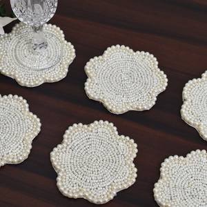 MS HANDICRAFT Handmade Classic Beaded <b>Coasters</b>-Portable <b>Drink</b> <b>Coasters</b> Polyester Backing (4x4 Inch) for Church Religious Gifts - Product Image 2