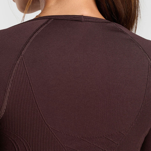 Ensemble de leggings et soutien-gorge de sport réversible à col rond à manches longues, taille plus, pour l'entraînement sportif, prix de gros bon marché, étiquetage privé - Product Image 2