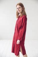 Robe chemise en lin décontracté pour femme minimaliste avec boutonnage sur le devant Style doux manches longues et poches Matériau en lin naturel