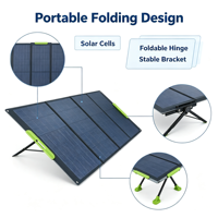 Panneau solaire portable 300W, chargeur solaire MONO pliable haute efficacité IP67 étanche pour camping-car et station d'alimentation