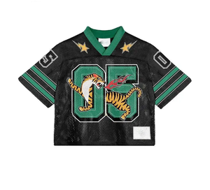 Maillot de football américain rétro oversize 2025 pour homme, coupe carrée, col en V, manches courtes, en tissu jersey respirant et à séchage rapide - Product Image 5