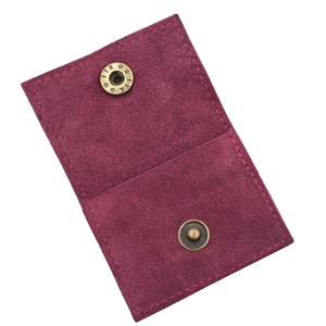 Bolsa de regalo de cuero de gamuza roja oscura hecha a mano, bolsas con cierre de botón de joyería personalizada, bolsa con logotipo personalizado para embalaje de joyería - Product Image 6