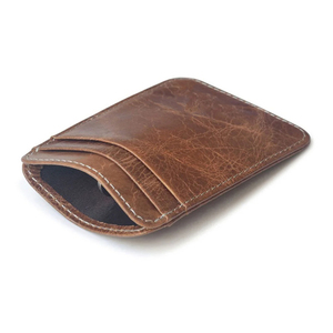 Delgado minimalista logotipo personalizado nuevo diseño de cuero genuino tarjetero cartera bolsillo foto tarjetero - Product Image 2