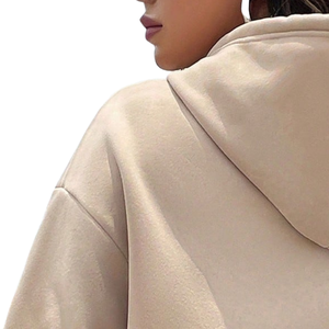 Sweat à capuche oversize en molleton de coton pour femme avec poche kangourou, respirant, décontracté, coupe ample, streetwear d'hiver, manches longues - Product Image 4