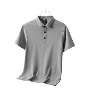 Polo sans couture à manches courtes en soie glacée de haute qualité pour hommes T-shirt décontracté d'affaires d'été pour hommes - Product Image 5