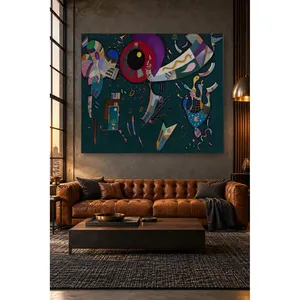 Cercle de Kandinsky sur fond vert foncé, impression sur toile - Product Image 1