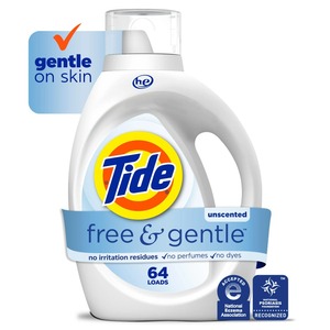 Tide Free & Gentle ผงซักฟอกเหลว64โหลด84ออนซ์ขวดไม่มีสีย้อมขายส่งสบู่ซักผ้า - Product Image 4