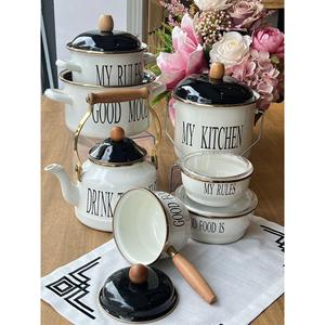 Set da cucina in avorio smaltato 6 pezzi