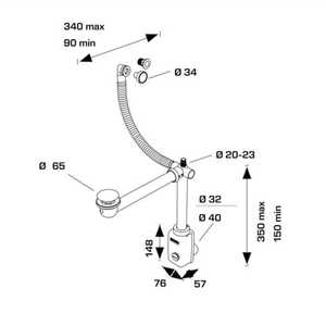 Siphon de vidange Koricini Click Clack au design italien, meuble de salle de bain gain de place - Product Image 2