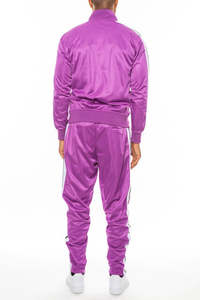100% Polyester Full <b>zip</b>-<b>up</b> front stand-<b>up</b> collar Hoodie <b>Jacket</b> Front Pleat Side Striped Matching Casual Outfit Tracksuit - Product Image 3