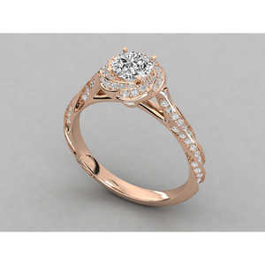 Bague solitaire en or 14 carats avec diamant brillant de laboratoire - Product Image 2