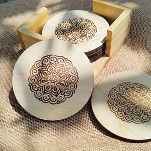 Posavasos redondos modernos para taza de café, posavasos de nogal, posavasos de diseño elegante utilizados para la fiesta de la cocina del hogar - Product Image 3