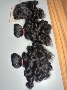 Extensiones de cabello humano virgen indio a granel sin procesar suave y sedoso Remy solo donante templo crudo indio trama pelo ondulado hinchable - Product Image 4