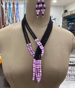 Qualité Artisanat Verre Perles De Rocaille Déclaration Collier Avec Boucle D'oreille Ensemble De Bijoux Femmes Ras Du Cou Colliers Cadeau Femmes PAR HF ARTISANAT - Product Image 1