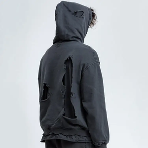 Sudadera con Capucha de Alta Calidad para Hombre, Estilo Urbano, Logotipo Personalizado, Lavado Ácido, Logotipo Bordado Desgastado, para Hombre y Mujer, 100% Algodón, Unisex - Product Image 6