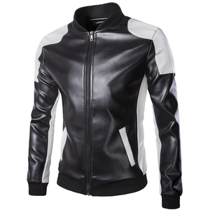 Venta al por mayor de alta calidad de los hombres de la chaqueta de cuero de la PU de estilo de calle con cuello alto de moda chaqueta recubierta - Product Image 1