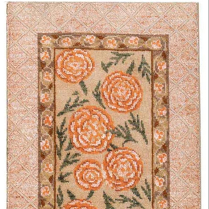 พรมขนสัตว์สีส้ม5x8คุณภาพสูงพรมทอมือเปอร์เซียสำหรับห้องนั่งเล่นหรือบ้านสำหรับสวดมนต์-พรมขนสัตว์ผ้าไหมที่ทันสมัย - Product Image 1