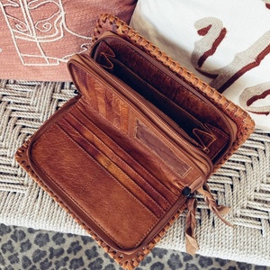 Bolso de Mano Casual de Mujer, Estilo Bohemio Occidental, de Cuero Genuino Personalizado, con Flecos y Flores, Monedero de Otoño, Superventas - Product Image 2