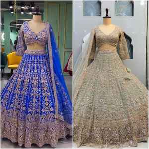 Superbe tenue de mariée brodée Lehenga Choli avec Dupatta au design traditionnel pour femmes, prête à être expédiée pour les mariages et les fêtes - Product Image 2
