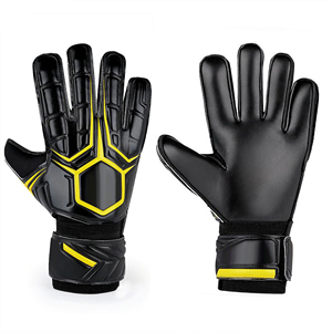 ถุงมือโกลฟุตบอลมืออาชีพสีดำและเหลืองถุงมือยางกันลื่นทนทานสำหรับการแข่งขันและการฝึก - Product Image 1