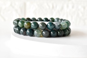 Wholesale Bulk Selling Moss Agate Premium Natural hand Polished 8mm Healing <b>Beaded</b> <b>Bracelet</b> for Meditation Jewelry - Product Image 5