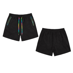 Pantalones Cortos Deportivos para Hombre, Negros y Morados, con Estampado de Personajes, Cintura Elástica, Secado Rápido, Tejido de Poliéster, Corte Medio con Franja Lateral - Product Image 4
