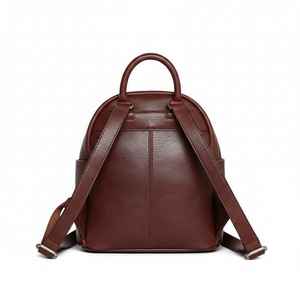 Sac à dos léger de luxe en cuir véritable pour femmes, sac à main vintage marron, sac de voyage, pochette pour tablette, sac à bandoulière décontracté - Product Image 4