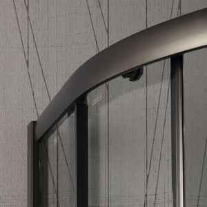 Cabine de douche semi-circulaire avec verre transparent et profil noir mat, rideaux de douche modernes - Product Image 6