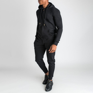 Fabricant personnalisé nouveauté survêtement football hommes survêtements Logo Tech polaire fermeture éclair plaine jogging hommes survêtement hommes sweats à capuche - Product Image 4