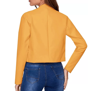 Veste motard respirante en cuir d'agneau véritable jaune pour femme manteau de moto coupe ajustée - Product Image 3