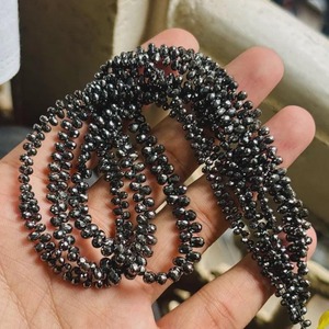 ลูกปัดเพชรสีดำแบบเหลี่ยมเพชรพลอยแบบหยดน้ำลูกปัดพลอยเพชรธรรมชาติสำหรับทำเครื่องประดับในราคา3-4มม. 16" - Product Image 6