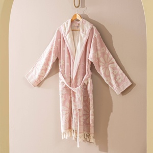 Peignoir turc en tissu éponge Daisy, motif floral, à capuche, 100% coton - Product Image 2