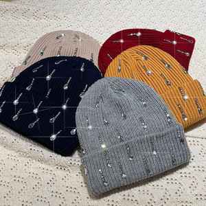 Bonnet tricoté en dentelle strass diamant personnalisé pour hommes Bonnet d'hiver doux décontracté Streetwear 100% coton Casquette strass - Product Image 3