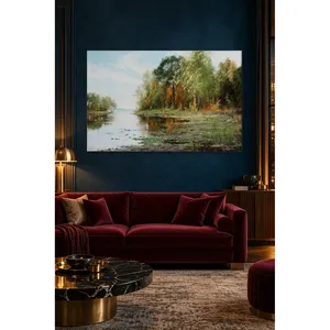 Impresión en lienzo de árboles de otoño junto al lago de Fida Lindstrm - Product Image 4