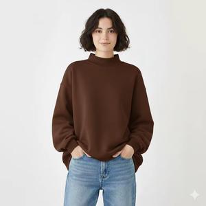 Sweat-shirt à col montant imprimé surdimensionné pour femmes, mélange de coton doux, coupe décontractée, mode décontractée automne-hiver, streetwear - Product Image 1