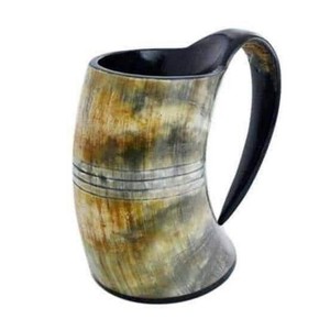 แก้วมี้ดไวกิ้งฮอร์นสำหรับตกแต่งโต๊ะเบียร์และไวน์พร้อมแผ่นรองและแผ่นรองสำหรับดื่มแบบดั้งเดิม - Product Image 2