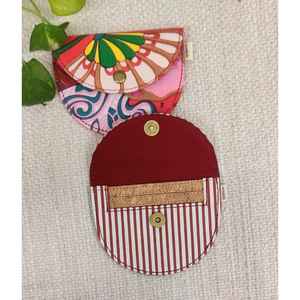 Ensemble de 2 porte-cartes en cuir mini portables pour PC et portefeuille, motif imprimé Fruit Punch et rayures, doublure en cuir courte, motif dessin animé - Product Image 2