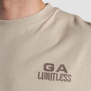 เสื้อยืดโอเวอร์ไซส์สีเบจ GA Limitless ผ้าเจอร์ซีย์เนื้อหนาแต่เบา ดีไซน์ลายกราฟิกพิมพ์ลายทั้งตัว สไตล์สตรีทแวร์ - Product Image 5
