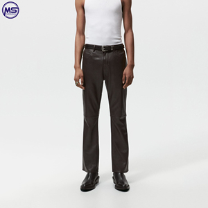 2022 New Customized Men Leather Pants in Reasonable Price Custom Logo Leather Pants <b>for</b> <b>Sale</b> - Product Image 3
