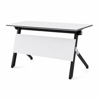 Table de conférence pliable en A pour deux personnes avec panneau de confidentialité rabattable pour salle de classe - Vente en gros
