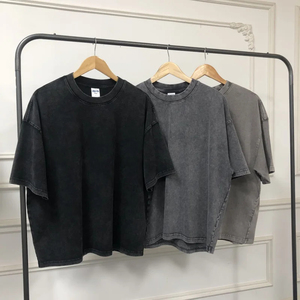T-shirt noir surdimensionné pour homme, manches régulières, col rond, motif uni, style décontracté, 100% coton, tissu non tissé Dobby - Product Image 3