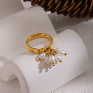 Anillo Delgado de Acero Inoxidable con Perlas Naturales de Agua Dulce X&L y Oro de 18K, Resistente al Agua, para el Dedo Índice, Joyería de Moda para Mujer, Regalo, Venta al Por Mayor - Product Image 4