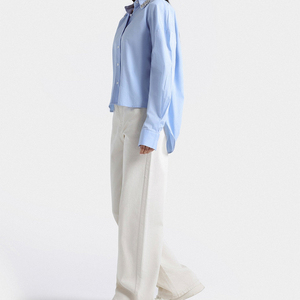 Nueva Moda de Primavera para mujer, pantalones cómodos rectos de pierna ancha, pantalones femeninos transpirables de cintura alta Vintage, servicio OEM - Product Image 2