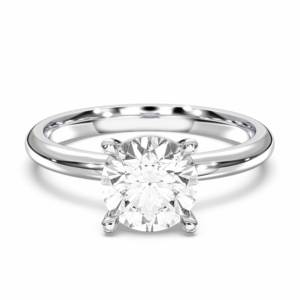 Anillo de Compromiso Solitario de Lujo con Diamante Cultivado en Laboratorio de 2.00 Ct, Corte Brillante, Engaste de 4 Puntas, Oro Sólido, Plata de Ley, Chapado en Oro - Product Image 4